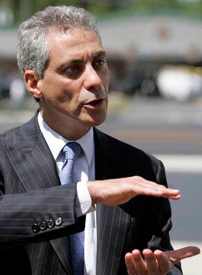 Rahm Emanuel, durante un mitin de la campaña en mayo pasado.