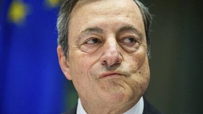 Mario Draghi, presidente del BCE, este lunes en la comisión de Asuntos Económicos de la Eurocámara.