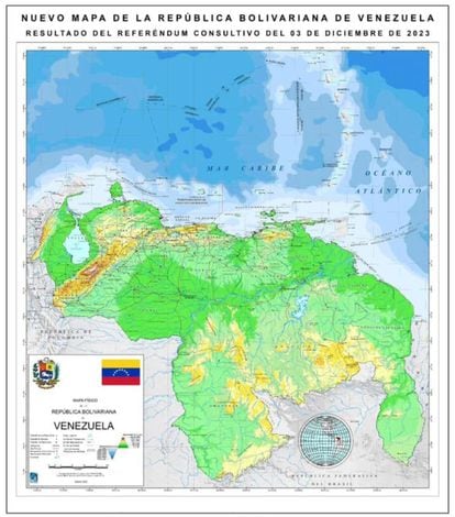 Новая карта Венесуэлы, представленная Николасом Мадуро.
