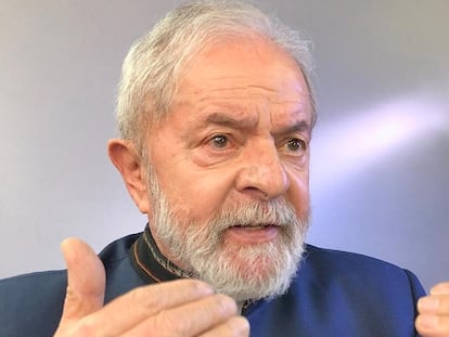 Lula da Silva, en un momento de la entrevista, este miércoles, en São Paulo.