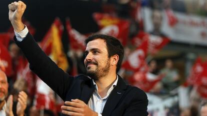 Alberto Garzón, durante un acto de campaña de Izquierda Unida