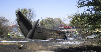The wreckage of Spanair flight 5022 from Madrid to Gran Canaria.
