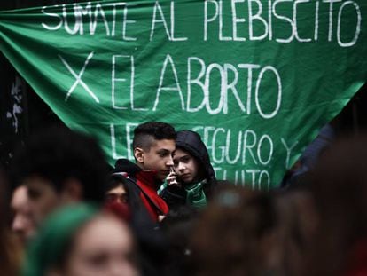 Manifestación por la ley del aborto en Argentina.