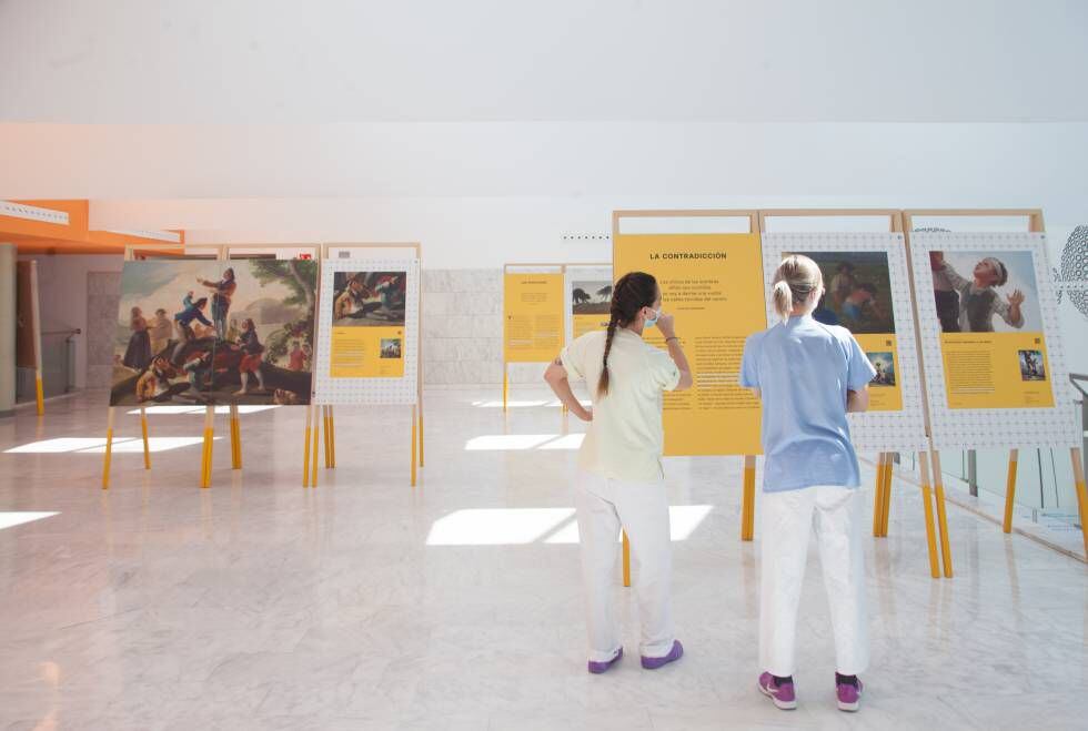La muestra de Goya está especialmente comisariada para pacientes, familiares y personal sanitario. En la imagen, el Hospital Puerta de Hierro en Majadahonda (Madrid) donde se podrá contemplar hasta final de año con motivo del 275° aniversario del pintor de Fuendetodos.