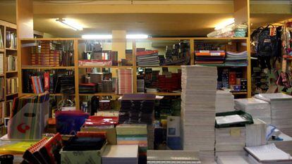 Vista general de la Librería Gaztambide (Madrid), donde todo está preparado para la vuelta al colegio.