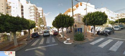 Calle General Balanzat de la localidad de Sant Antoni en Ibiza.