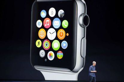 Tim Cook, en la presentació del rellotge d'Apple.