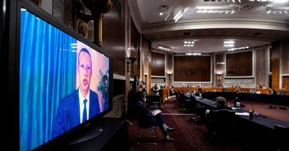 Comparecencia remota de Mark Zuckerberg ante el senado de EE UU, el martes 17.