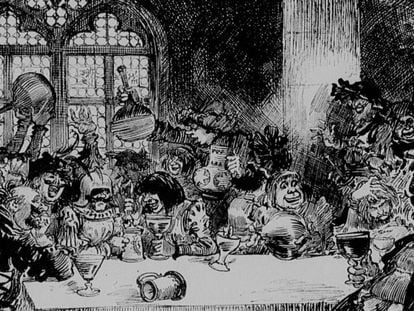 Una ilustración del clásico de Rabelais 'Gargantúa y Pantagruel', realizada por Albert Robida.