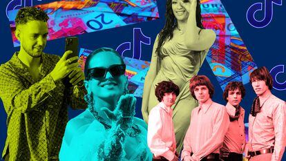 De izquierda a derecha: C. Tangana, Rosalía, Chanel y Pink Floyd, cuatro diferentes formas de aproximarse a Tik Tok.