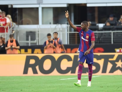 Dembélé, en el partido del Barça ante el Real Madrid en Dallas.