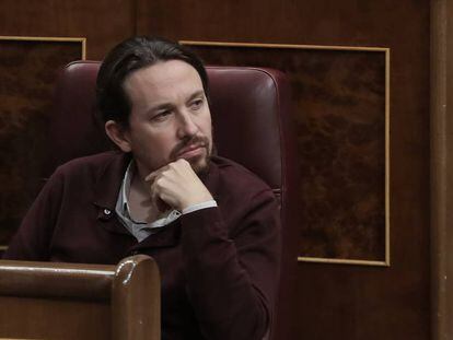 Pablo Iglesias durante la sesión constitutiva del Congreso el pasado martes.