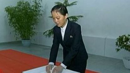 La hermana pequeña de Kim jong-un, Kim Yo-jong, en una imagen aparecida en la televisión china.