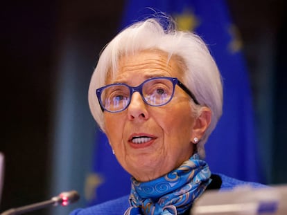 La presidenta del BCE, Christine Lagarde, durante una intervención en el Parlamento Europeo.