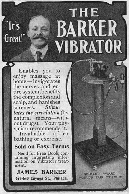 Un vibrador "indispensable tras darse un baño o hacer ejercicio", según este anuncio de 1906, publicado en Filadelfia (Estados Unidos).