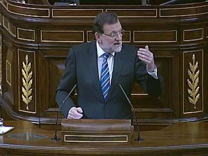 Intervención de Rajoy en la que califica de patético al papel del líder de la oposición, Pedro Sánchez (PSOE).