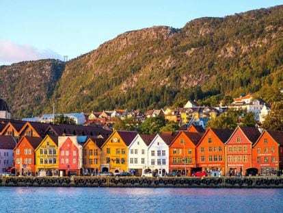 Vista del puerto histórico de Bryggen, en la ciudad noruega de Bergen. 