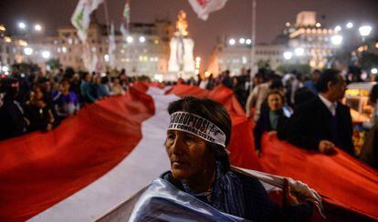 Una manifestación en apoyo a los cambios en el sistema judicial peruano