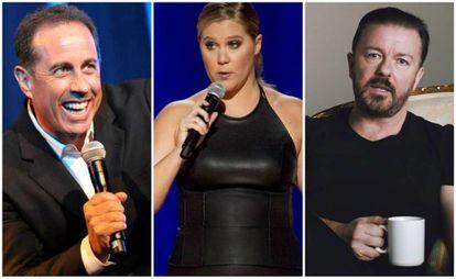 Jerry Seinfeld, Amy Schumer y Ricky Gervais.
