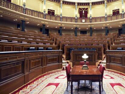 El hemiciclo del Congreso de los Diputados vacío, en junio de 2014.