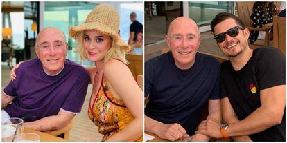 David Geffen con Katy Perry y Orlando Bloom.