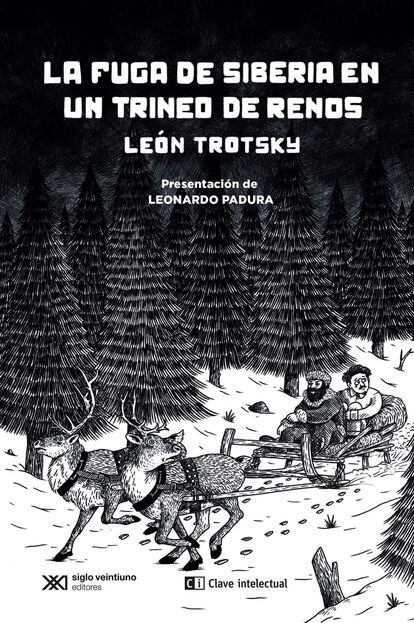 book cover 'The escape in Siberia in a reindeer sleigh', LEON TROTSKY.  INTELLECTUAL KEY EDITORIAL