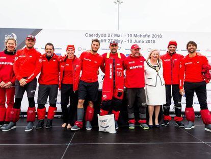 El equipo MAPFRE en su llegada a Cardiff.