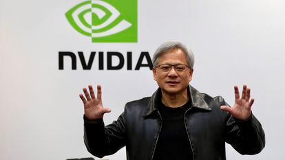 El fundador y consejero delegado de Nvidia, Jensen Huang, este martes en una feria en Taipei, Taiwán.
