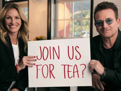 La actriz Julia Roberts y el cantante Bono, en un proyecto solidario de Omaze.