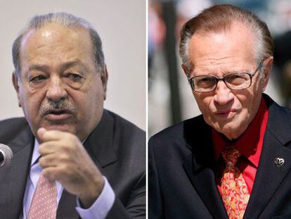 Carlos Slim, a la izquierda, y Larry King.