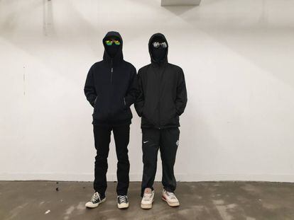 Los manifestantes A. y K., este sábado en Hong Kong.