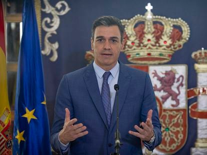 Sánchez, durante su comparecencia este miércoles en Ceuta.