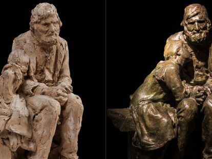 &#039;Els primers freds&#039;, en yeso y en bronce, obras realizadas por Miquel Blay en 1892. 