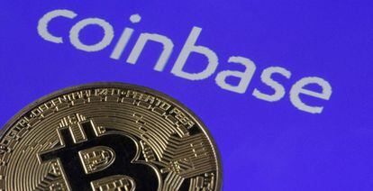 Coinbase Cryptocurrency Exchange Website And Novelty Coins : Illustration