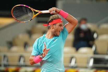 Rafa Nadal, durante su partido ante Jannick Sinner en los cuartos de final de Roland Garros el pasado martes.