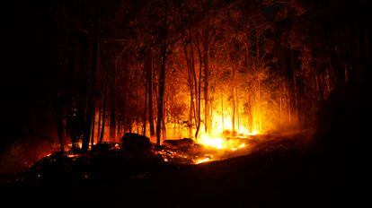 Incendio en el monte Xiabre, en Caldas de Reis (Pontevedra).