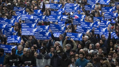 Marcha a favor de los refugiados en Barcelona.
