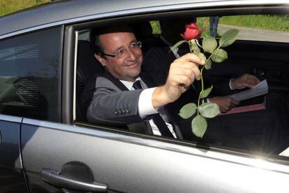 François Hollande en Tulle, localidad de la que fue alcalde el presidente electo.