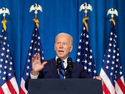 Joe Biden, durante su intervención en un evento de la Convención Nacional Demócrata en el Columbus Club de Union Station, en Washington.