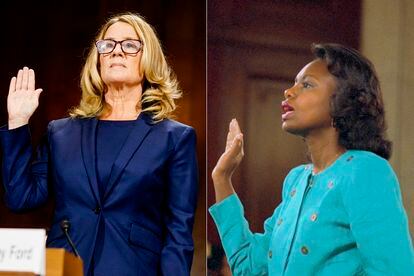 27 años de diferencia separan a estos dos testimonios en el comité judicial del Senado estadounidense: el de Christine Blasey Ford y Anita Hill.
