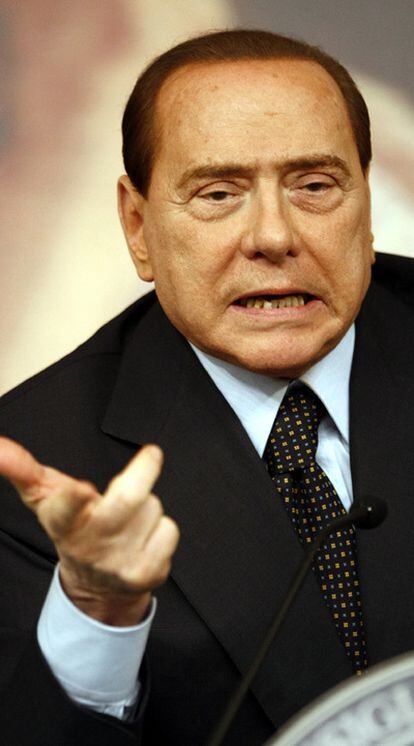 Berlusconi, en la rueda de prensa posterior al Consejo de Ministros.