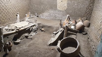 Habitación para esclavos descubierta el sábado pasado en Pompeya.