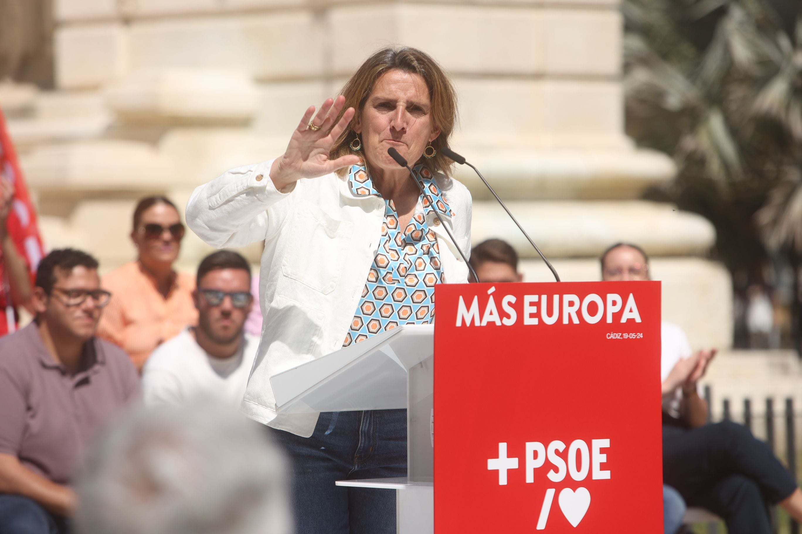 La vicepresidenta tercera, ministra de Transición Ecológica y candidata a las elecciones europeas, Teresa Ribera, durante el acto del PSOE de cara a las elecciones europe