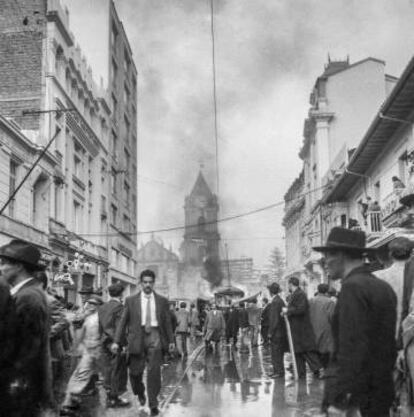 Los disturbios del Bogotazo tomaron el centro de la capital de Colombia.
