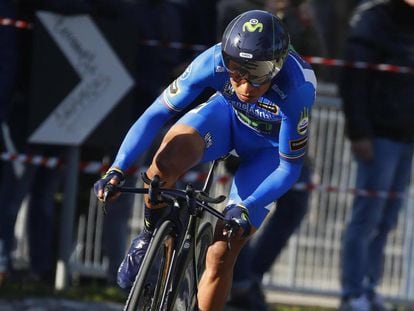 Colombia&#039;s Nairo Quintana pedals during the 7th stage of the Tirreno Adriatico cycling race, in San Benedetto del Tronto, Italy, Tuesday, March 14, 2017. (Dario Belingheri/ANSA via AP)