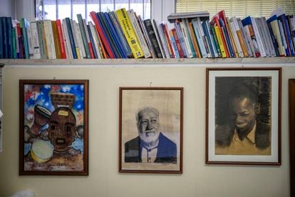 Dos retratos de pacientes de una unidad de trauma de Samifo dibujados por el psiquiatra Emilio Vercillo.