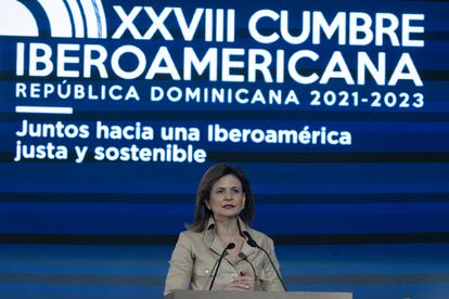 Raquel Peña, vicepresidenta de República Dominicana durante el Encuentro Empresarial Iberoamericano en Santo Domingo (República Dominicana), este jueves.
