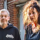 DVD. 1073. Carlo Korte and Regina Schönfeld near their motorcycle workshop and home at Trettachzeile street in Berlin, Germany, September 22, 2021. Photo by Omer Messinger