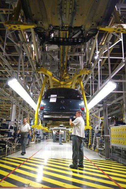 Cadena de montaje en la planta de General Motors en Figueruelas