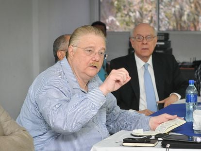 Paul Oquist, asesor del presidente Daniel Ortega, en junio de 2013 durante una conferencia en Managua sobre el canal interoceánico que el Gobierno pretendía construir en Nicaragua.